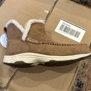 Easy Spirit Women's Brown Suede Ankle Bootie with Shearling Trim NWT